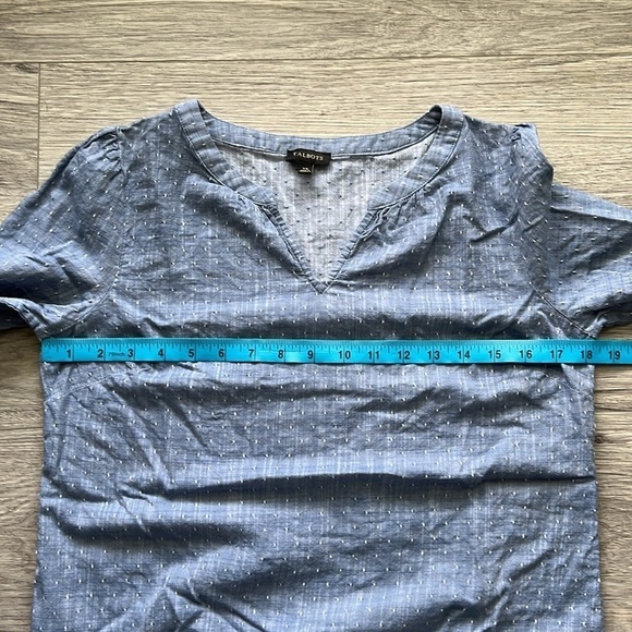 Talbots Blue Blouse with White Dotted Design Size XS - Picture 6 of 8